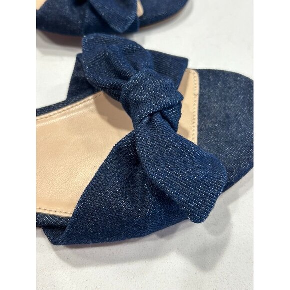 J. Crew Women's Denim Bow Knot Slides in Blue - Sz 10 - Picture 2 of 7
